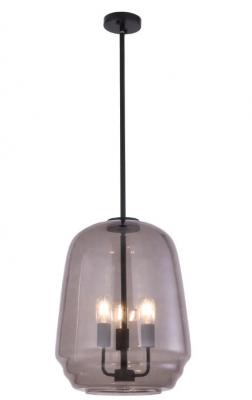 CUAD1 Smokey Black Round Pyramid Glass Pendant Light
